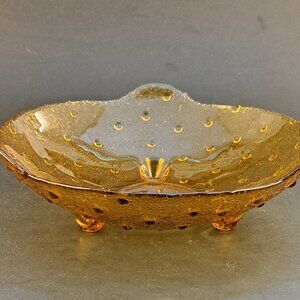 VTG Pin Dot Hobnail Amber Glass Bowl